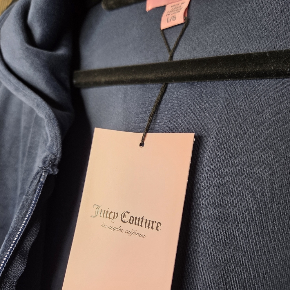 Juicy Couture Velour Regal Blue Hoodie With Bling Crown Logo - Picture 7 of 12